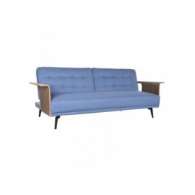 Divano Letto DKD Home Decor Nero Azzurro Metallo Marrone Poliestere Legno di eucalipto (203 x 87 x 81 cm)