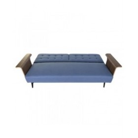 Divano Letto DKD Home Decor Nero Azzurro Metallo Marrone Poliestere Legno di eucalipto (203 x 87 x 81 cm)