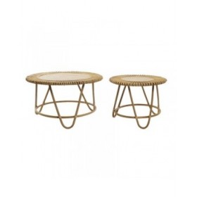 Set di 2 tavoli DKD Home Decor Marrone Chiaro 80 x 80 x 47 cm 80 x 80 x 45,5 cm