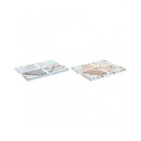 Tovaglia e tovaglioli DKD Home Decor 2 Unità 150 x 150 x 0,5 cm Grigio Blu cielo
