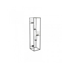 Portacandele DKD Home Decor Cristallo Nero Trasparente 18 x 18 x 76 cm Ferro