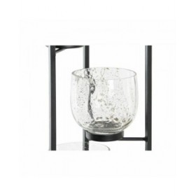 Portacandele DKD Home Decor Cristallo Nero Trasparente 18 x 18 x 76 cm Ferro