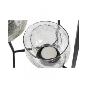 Portacandele DKD Home Decor Cristallo Nero Trasparente 18 x 18 x 76 cm Ferro