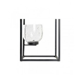 Portacandele DKD Home Decor Cristallo Nero Trasparente 18 x 18 x 76 cm Ferro