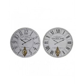 Orologio da Parete DKD Home Decor Nero Metallo Bianco Vintage Legno MDF (58 x 8 x 58 cm) (2 Unità)