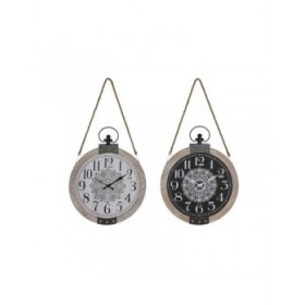 Orologio da Tavolo DKD Home Decor 40 x 6,5 x 46 cm Nero Bianco Ferro Mandala Legno MDF (2 Unità)