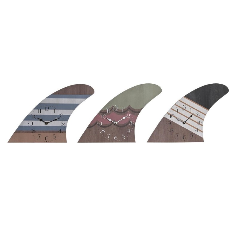 Orologio da Parete DKD Home Decor Surf Multicolore Legno MDF Mediterraneo (30 x 4,5 x 43 cm) (3 Unità)