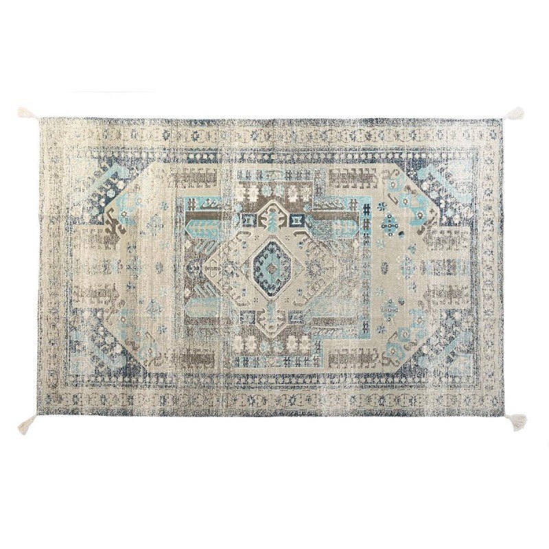 Tappeto DKD Home Decor Finitura invecchiata Azzurro Cotone Arabo (120 x 180 x 1 cm)