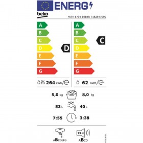 Lavatrice - Asciugatrice BEKO HITV8734B0BTR  8kg / 5kg Bianco 1400 rpm