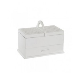 Scatola-Portagioie DKD Home Decor 16 x 17 x 28 cm Bianco Rosa chiaro Legno MDF