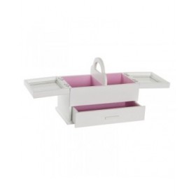 Scatola-Portagioie DKD Home Decor 16 x 17 x 28 cm Bianco Rosa chiaro Legno MDF