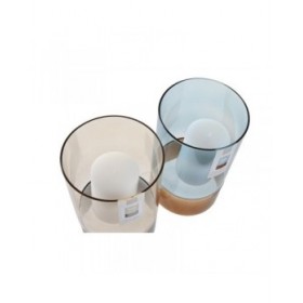 Portacandele DKD Home Decor Cristallo Bicolore Cera 13 x 13 x 21 cm (2 Unità)