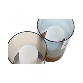 Portacandele DKD Home Decor Cristallo Bicolore Cera 13 x 13 x 21 cm (2 Unità)