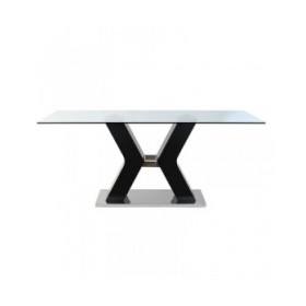Tavolo da Pranzo DKD Home Decor Nero Legno Vetro Temperato Legno MDF 180 x 90 x 76 cm