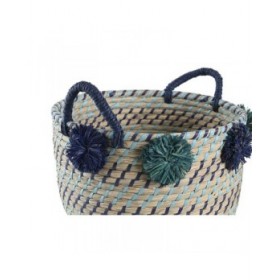 Set di Cestini DKD Home Decor 46 x 44 x 34 cm Pompon polipropilene Erba di mare