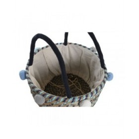 Set di Cestini DKD Home Decor Poliestere Pompon 43 x 43 x 43 cm Erba di mare