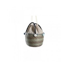 Set di Cestini DKD Home Decor Poliestere Pompon 43 x 43 x 43 cm Erba di mare