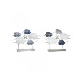 Statua Decorativa DKD Home Decor 63 x 9 x 44 cm Grigio Azzurro Bianco Spirali (2 Unità)