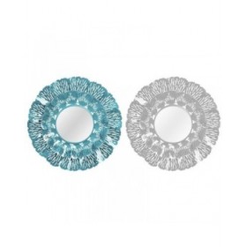 Specchio da parete DKD Home Decor Azzurro Bianco Corallo Mediterraneo 60 x 7 x 60 cm (2 Unità) (2 Pezzi)