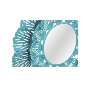 Specchio da parete DKD Home Decor Azzurro Bianco Corallo Mediterraneo 60 x 7 x 60 cm (2 Unità) (2 Pezzi)