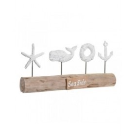 Statua Decorativa DKD Home Decor Finitura invecchiata Marrone Bianco Resina Legno di mango Balena (57 x 10 x 28 cm)