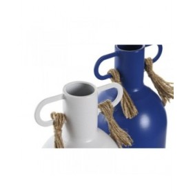 Vaso DKD Home Decor Metallo Bianco Blu Marino (9 x 9 x 19 cm) (2 Unità)