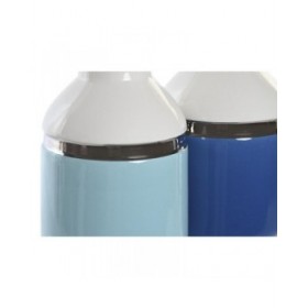 Vaso DKD Home Decor 12 x 12 x 18,5 cm Argentato Bianco Blu cielo Blu Marino Gres (2 Unità)