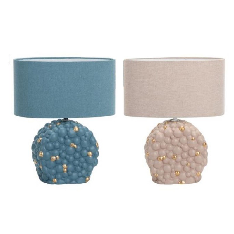 Lampada da tavolo DKD Home Decor Azzurro Dorato Marrone Stoffa Poliestere Gres 220 V 50 W (24 x 15 x 34 cm) (2 Unità)