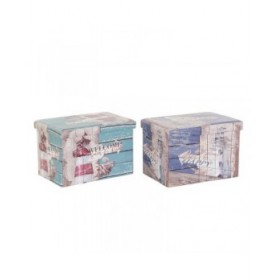 Scatola Multiuso DKD Home Decor 59 x 40 x 40 cm Poliuretano Multicolore Cartone Mediterraneo (2 Unità)