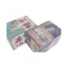Scatola Multiuso DKD Home Decor 59 x 40 x 40 cm Poliuretano Multicolore Cartone Mediterraneo (2 Unità)