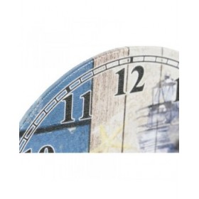 Orologio da Parete DKD Home Decor Multicolore Faro Legno MDF Mediterraneo (2 Unità) (20 x 3 x 20 cm)