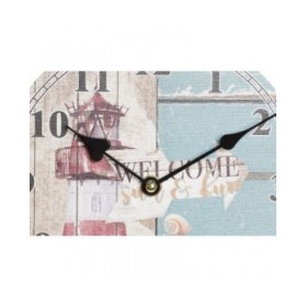 Orologio da Parete DKD Home Decor Multicolore Faro Legno MDF Mediterraneo (2 Unità) (20 x 3 x 20 cm)