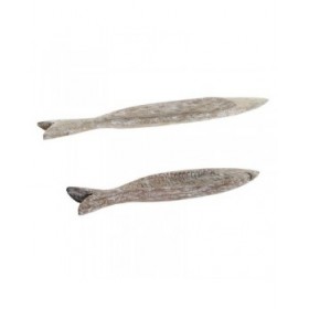 Centrotavola DKD Home Decor 74 x 12 x 4,5 cm Finitura invecchiata Marrone Pesce Mediterraneo (2 Unità)