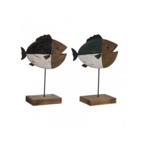 Statua Decorativa DKD Home Decor Multicolore Naturale Pesce 18 x 8 x 26 cm (2 Unità)