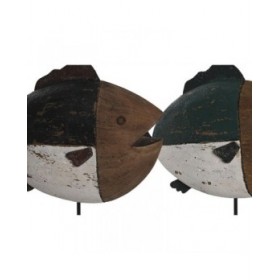 Statua Decorativa DKD Home Decor Multicolore Naturale Pesce 18 x 8 x 26 cm (2 Unità)