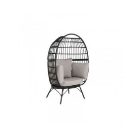 Poltrona da giardino DKD Home Decor Nero Grigio Metallo rattan sintetico 99 x 71 x 147 cm