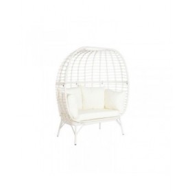Poltrona da giardino DKD Home Decor 130 x 68 x 146 cm rattan sintetico Acciaio Bianco