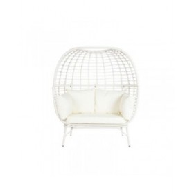 Poltrona da giardino DKD Home Decor 130 x 68 x 146 cm rattan sintetico Acciaio Bianco
