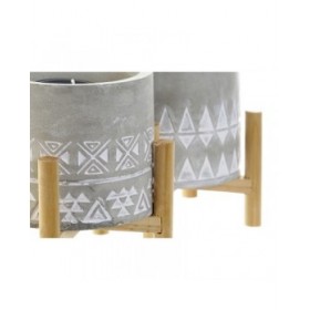 Candela DKD Home Decor Grigio Legno Marrone Cemento Alluminio Cera (10 x 10 x 12 cm) (2 Unità)