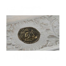Svuotatasche DKD Home Decor Bianco Dorato Alluminio Legno di mango Elefante Buddha Indiano 24 x 15 x 4 cm (6 Unità)
