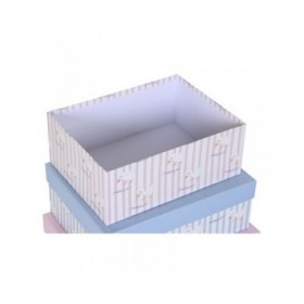 Set di Scatole per Sistemare Impilabili DKD Home Decor Azzurro Rosa Cartone (43,5 x 33,5 x 15,5 cm)