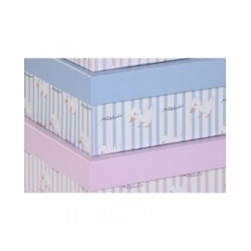 Set di Scatole per Sistemare Impilabili DKD Home Decor Azzurro Rosa Cartone (43,5 x 33,5 x 15,5 cm)