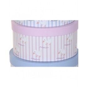 Set di Scatole per Sistemare Impilabili DKD Home Decor Azzurro Rosa Cartone (37,5 x 37,5 x 18 cm)
