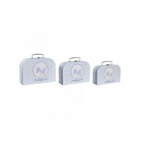 Set di Scatole Decorative DKD Home Decor 28 x 9,5 x 20 cm Azzurro Metallo Multicolore Cartone