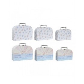 Set di Scatole Decorative DKD Home Decor Multicolore Metallo Cartone 28 x 9,5 x 20 cm (2 Unità)