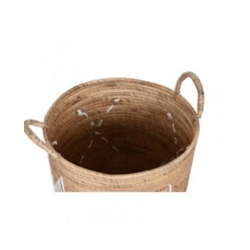 Set di Cestini DKD Home Decor Bianco Naturale Corda Erba di mare Boho 46 x 46 x 48 cm