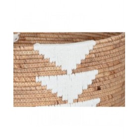 Set di Cestini DKD Home Decor Bianco Naturale Corda Erba di mare Boho 55 x 55 x 40 cm