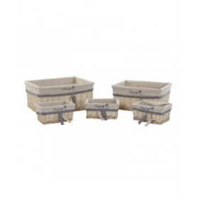 Set di Cestini DKD Home Decor 48 x 38 x 13 cm Poliestere Spirali (5 Unità)
