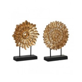 Statua Decorativa DKD Home Decor 25 x 8 x 34 cm Nero Dorato Moderno Cerchi (2 Unità)