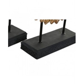 Statua Decorativa DKD Home Decor 25 x 8 x 34 cm Nero Dorato Moderno Cerchi (2 Unità)